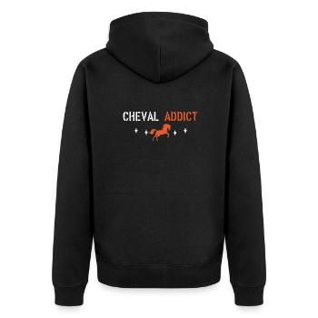 Horse addict - Unisex Premium Organic Zip Hoodie - black - Back - Nico (187cm)