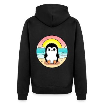 Pingouin de plage au coucher du soleil - Veste à capuche bio Premium Unisexe - noir - Dos - Nico (187cm)