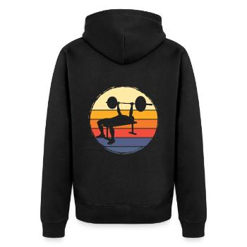 bench press, weightlifting, weight training, fitness, strong - Unisex Premium Organic Zip Hoodie - black - Back - Nico (187cm)