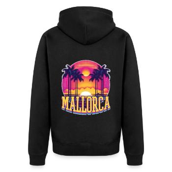 Majorque Espagne Île d’été Palmiers Beach Party - Veste à capuche bio Premium Unisexe - noir - Dos - Nico (187cm)