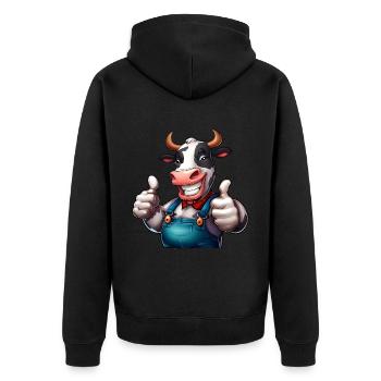 Vache de ferme joyeuse - Veste à capuche bio Premium Unisexe - noir - Dos - Nico (187cm)