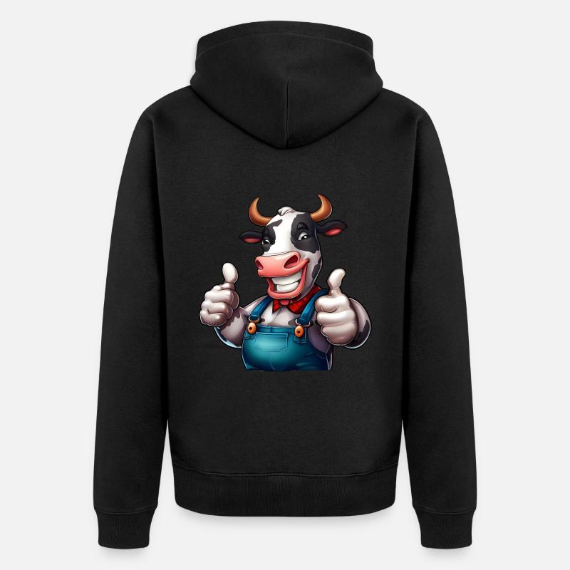Vache de ferme joyeuse - Veste à capuche bio Premium Unisexe - noir
