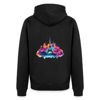 Paris Eiffelturm Frankreich Stadt Skyline Kunst - Unisex Premium Bio Zip Hoodie - Schwarz - Hinten - Nico (187cm)
