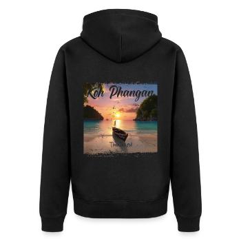 Koh Phangan Thailand Sonnenuntergang - Unisex Premium Bio Zip Hoodie - Schwarz - Hinten - Nico (187cm)
