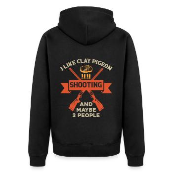 Tontaubenschießen - Unisex Premium Bio Zip Hoodie - Schwarz - Hinten - Nico (187cm)
