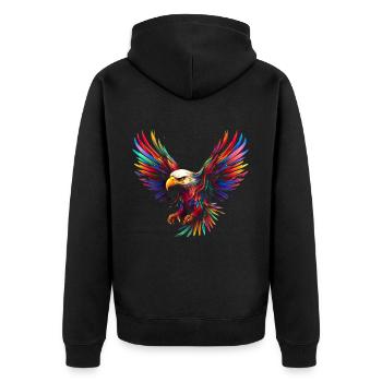 Adler Raubvogel Vogel Pop-Art Stil - Unisex Premium Bio Zip Hoodie - Schwarz - Hinten - Nico (187cm)