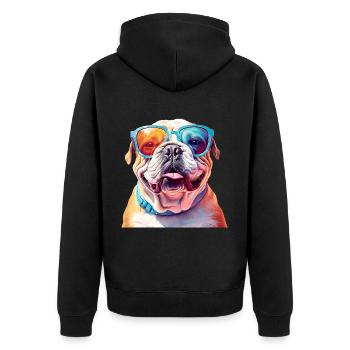 Lunettes de soleil bouledogue français - Veste à capuche bio Premium Unisexe - noir - Dos - Nico (187cm)