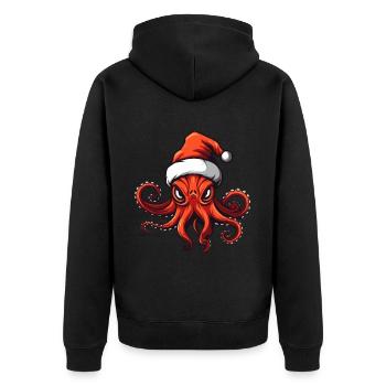 Oktopus Krake Weihnachten Tier - Unisex Premium Bio Zip Hoodie - Schwarz - Hinten - Nico (187cm)