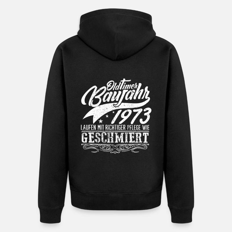 Oldtimer Baujahr 1973 - Unisex Premium Bio Zip Hoodie - Schwarz