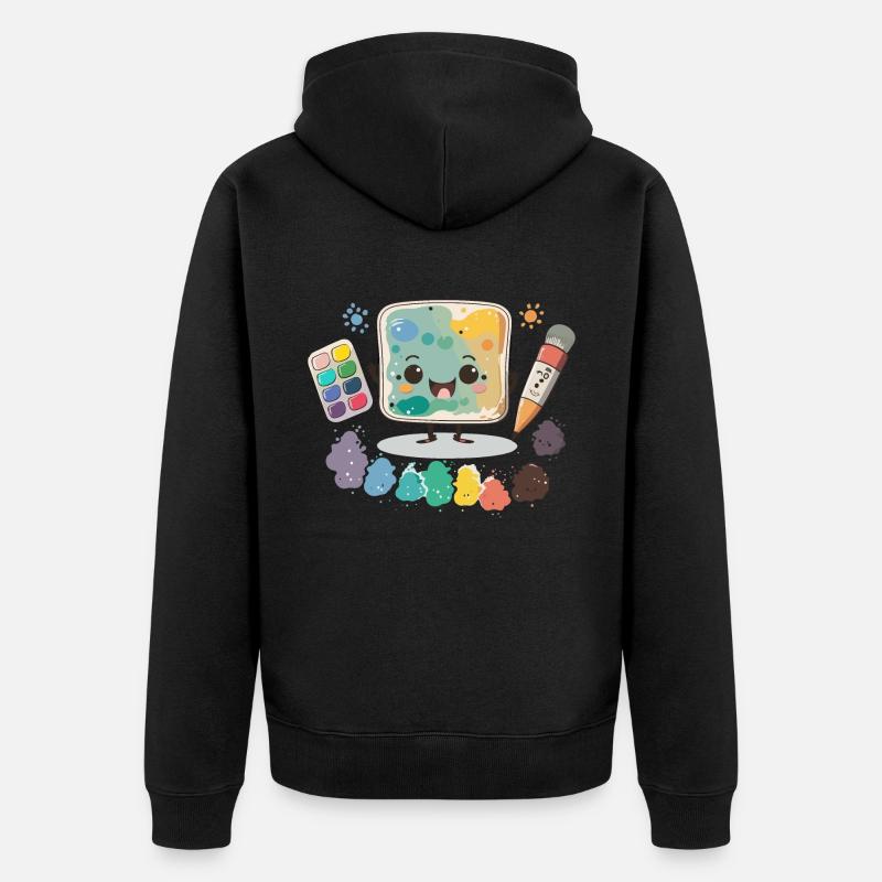 Der Aquarell-Assistent - Unisex Premium Bio Zip Hoodie - Schwarz