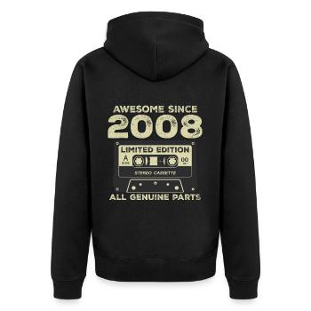 2008 Birthday Born In 2008 Vintage Retro - Unisex Premium Organic Zip Hoodie - black - Back - Nico (187cm)