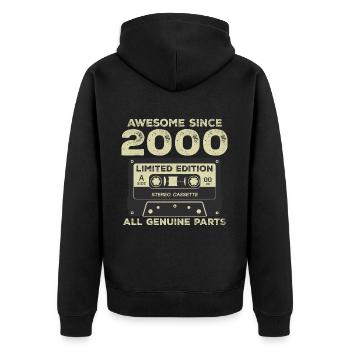 2000 Birthday Born In 2000 Vintage Retro - Unisex Premium Organic Zip Hoodie - black - Back - Nico (187cm)