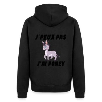 poney, cheval, poney club - Veste à capuche bio Premium Unisexe - noir - Dos - Nico (187cm)