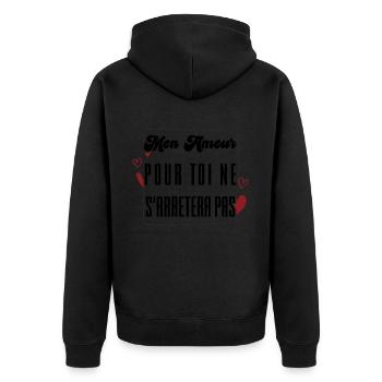 MON AMOUR POUR TOI NE S'ARRETERA PAS. cadeau. - Veste à capuche bio Premium Unisexe - noir - Dos - Nico (187cm)