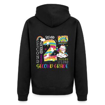 2nd Grade Unicorn - Unisex Premium Organic Zip Hoodie - black - Back - Nico (187cm)