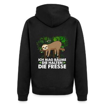 I like trees that keep their mouths shut - Unisex Premium Organic Zip Hoodie - black - Back - Nico (187cm)