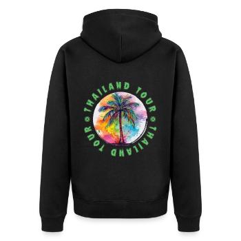 Thaïlande Tour vacances Plame coloré - Veste à capuche bio Premium Unisexe - noir - Dos - Nico (187cm)