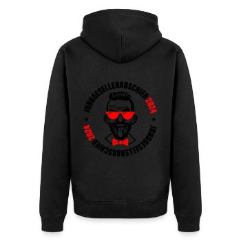 Junggesellenabschied 2024 - Unisex Premium Bio Zip Hoodie - Schwarz - Hinten - Nico (187cm)