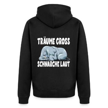 Träume Gross Schnarche Laut für einen Elefanten - Unisex Premium Bio Zip Hoodie - Schwarz - Hinten - Nico (187cm)