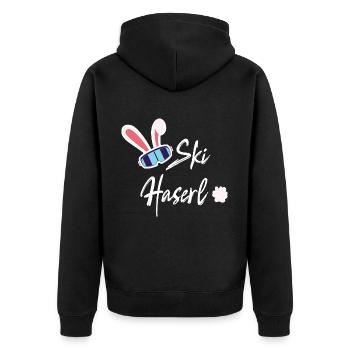 Skihaserl - Skihase - Ski - Vacances au ski - Veste à capuche bio Premium Unisexe - noir - Dos - Nico (187cm)
