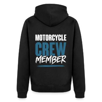 Motorcycle Crew - Unisex Premium Bio Zip Hoodie - Schwarz - Hinten - Nico (187cm)