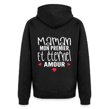 Ewige Liebe Mama Geschenk - Unisex Premium Bio Zip Hoodie - Schwarz - Hinten - Nico (187cm)