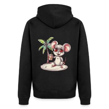 Mouse Summer Beach Vacation - Unisex Premium Organic Zip Hoodie - black - Back - Nico (187cm)