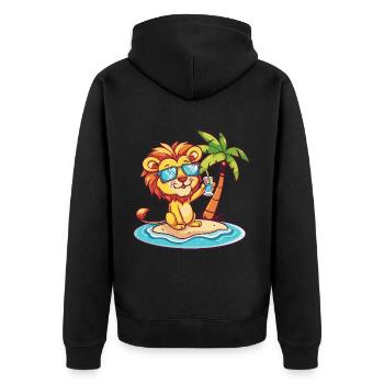 Leo Summer Beach Vacation - Unisex Premium Organic Zip Hoodie - black - Back - Nico (187cm)