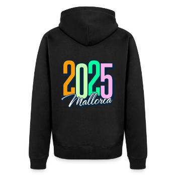 2025 Mallorca - Unisex Premium Bio Zip Hoodie - Schwarz - Hinten - Nico (187cm)