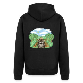 Farm Cat Cats Gardener Hobby Gardener - Unisex Premium Organic Zip Hoodie - black - Back - Nico (187cm)