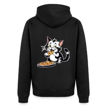 Le chat adore la pizza - Veste à capuche bio Premium Unisexe - noir - Dos - Nico (187cm)