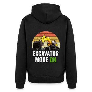 Baggerfahrer Baggerfahrer - Unisex Premium Bio Zip Hoodie - Schwarz - Hinten - Nico (187cm)