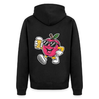 Apfel Trinken Bier - Unisex Premium Bio Zip Hoodie - Schwarz - Hinten - Nico (187cm)