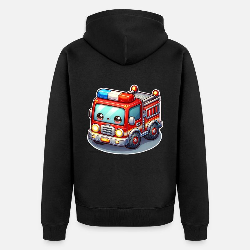 Pompiers avec visage d’enfants - Veste à capuche bio Premium Unisexe - noir