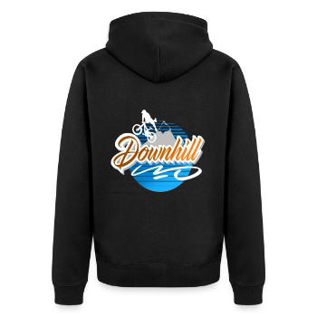 Downhill - Unisex Premium Organic Zip Hoodie - black - Back - Nico (187cm)