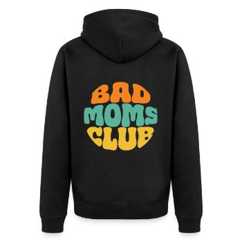 bad moms club retro logo kreis - Unisex Premium Bio Zip Hoodie - Schwarz - Hinten - Nico (187cm)