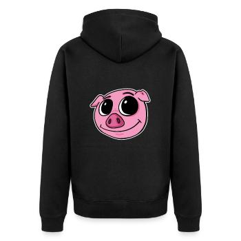 Pig Animal Head - Unisex Premium Organic Zip Hoodie - black - Back - Nico (187cm)