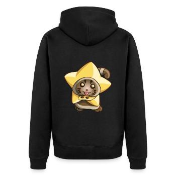 Katze Cat Stern Star Niedlich Kawaii Cute kitty - Unisex Premium Bio Zip Hoodie - Schwarz - Hinten - Nico (187cm)