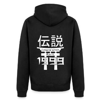 Legend since April 1999 Geburtstag Geschenk - Unisex Premium Bio Zip Hoodie - Schwarz - Hinten - Nico (187cm)