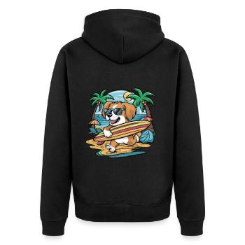 Niedlicher Lhasa Apso Cartoon im Urlaubsmotiv - Unisex Premium Bio Zip Hoodie - Schwarz - Hinten - Nico (187cm)
