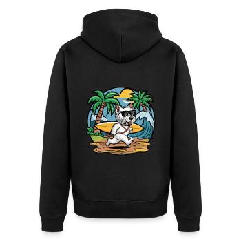 West Highland White Terrier on the Beach - Unisex Premium Organic Zip Hoodie - black - Back - Nico (187cm)