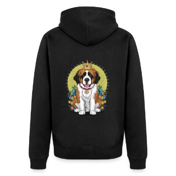 Cute and funny Saint Bernard cartoon dog - Unisex Premium Organic Zip Hoodie - black - Back - Nico (187cm)