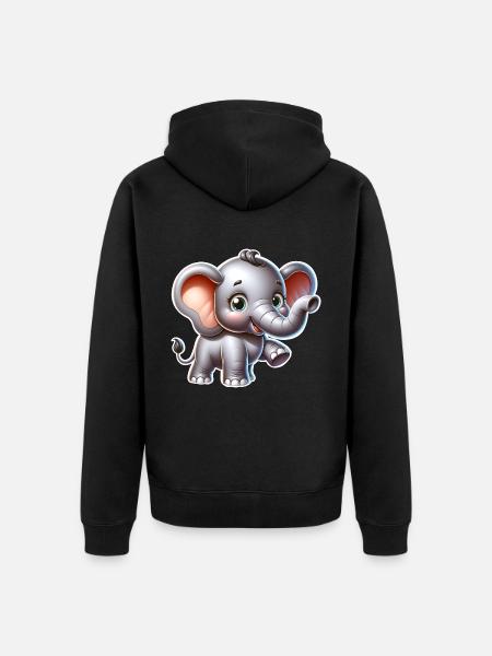 Elephant - Unisex Premium Organic Zip Hoodie - black