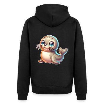 Seal seal - Unisex Premium Organic Zip Hoodie - black - Back - Nico (187cm)
