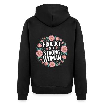 Product Of A Strong Woman 8 - Unisex Premium Bio Zip Hoodie - Schwarz - Hinten - Nico (187cm)