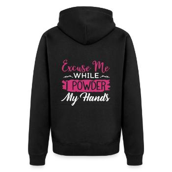 Rock Climbing Excuse Me While I Powder My Hands - Unisex Premium Organic Zip Hoodie - black - Back - Nico (187cm)