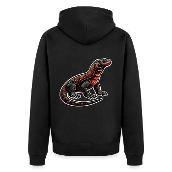 Komodowaran Komodo Dragon - Unisex Premium Bio Zip Hoodie - Schwarz - Hinten - Nico (187cm)
