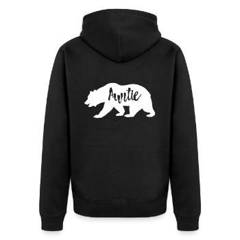 Auntie Bear - Unisex Premium Organic Zip Hoodie - black - Back - Nico (187cm)