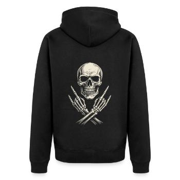 Musique Rock, Crâne, Main De Roche, Heavy Metal - Veste à capuche bio Premium Unisexe - noir - Dos - Nico (187cm)