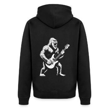 Guitar, Rock Music, Bigfoot Guitarist Heavy Metal - Unisex Premium Organic Zip Hoodie - black - Back - Nico (187cm)
